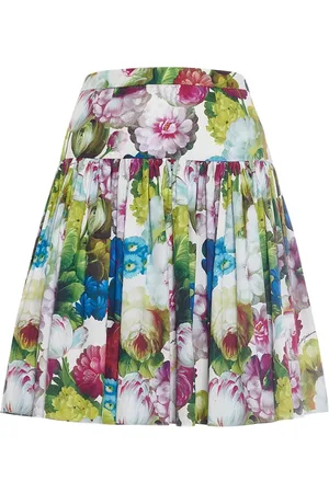 Dolce & Gabbana Floral Pleated Cotton Poplin Mini Skirt