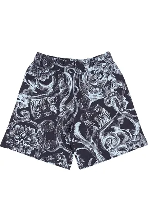VERSACE Baroque Print Cotton Fleece Shorts