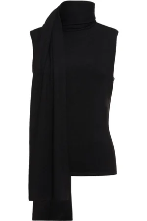 MAGDA BUTRYM Wool Blend Knit Draped Scarf Top