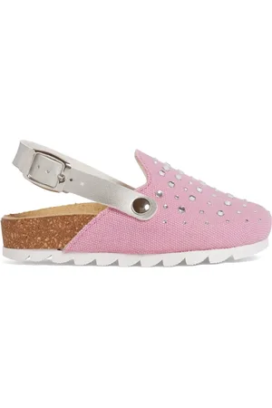 MONNALISA Denim Sabot Sandals W/crystals