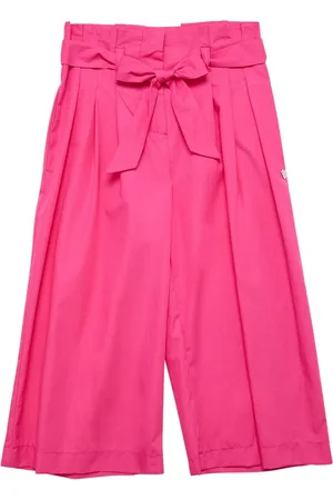 MONNALISA Cotton Poplin Pants W/bow