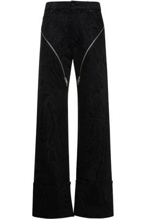 MUGLER Laser Snake Denim High Rise Zip Jeans
