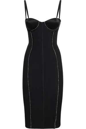 FLEUR DU MAL Embellished Mesh Bustier Midi Dress