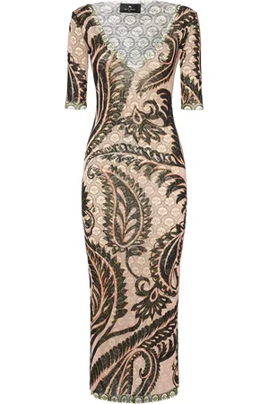 Etro Mesh Short Sleeve Long Dress
