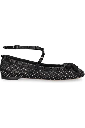VALENTINO GARAVANI Rockstud Mesh Flats W/crystals
