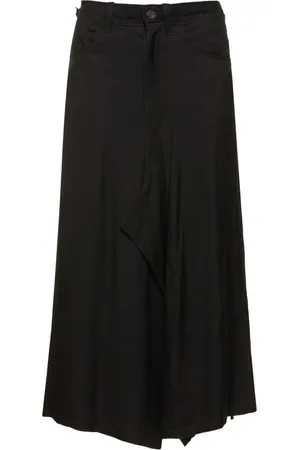 YOHJI YAMAMOTO Wide Structured Twill Midi Skirt
