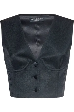 Dolce & Gabbana Wool & Satin Cropped Corset Vest