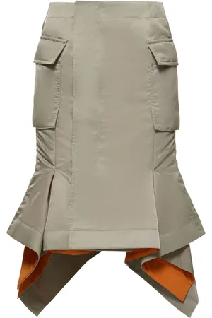 SACAI Pleated Nylon Twill Cargo Midi Skirt