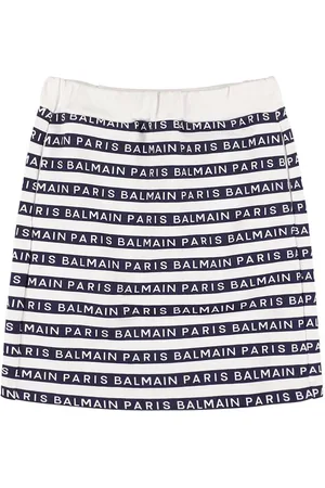 Balmain Striped Cotton Sweat Skirt