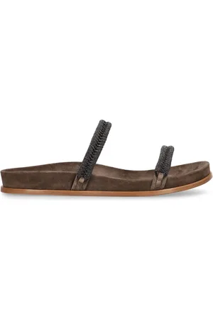 Brunello Cucinelli 10mm Suede Slide Sandals