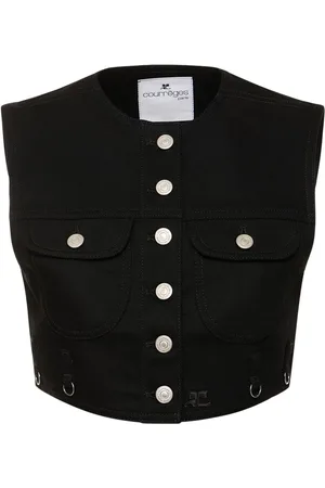 Courrèges Multiflex Cropped Cotton Denim Vest