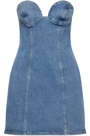 MAGDA BUTRYM Denim Bustier Strapless Mini Dress