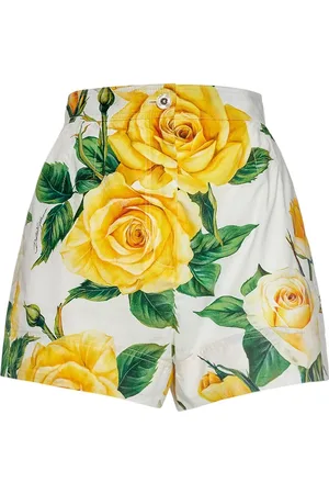Dolce & Gabbana Cotton Poplin Rose Printed Shorts