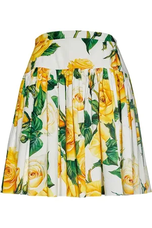 Dolce & Gabbana Rose Pleated Cotton Poplin Mini Skirt