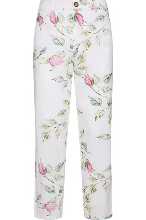 Buy Zimmermann Ginger Floral Cropped Flare Linen Pants - Cream Multi At 56%  Off | Editorialist