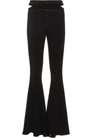 MUGLER Viscose Crepe Flared Pants W/ Hooks