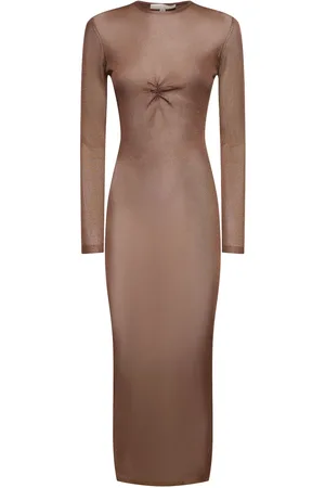 FLEUR DU MAL Sheer Knit Viscose Midi Dress