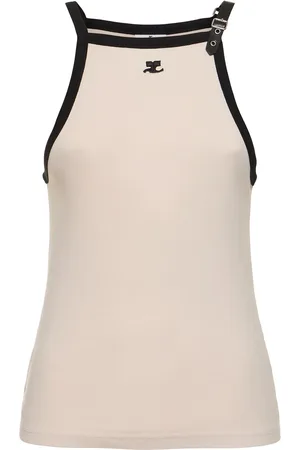 Courrèges Buckle Contrast Cotton Tank Top