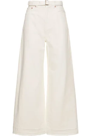 SACAI Belted Mid Rise Denim Wide Jeans