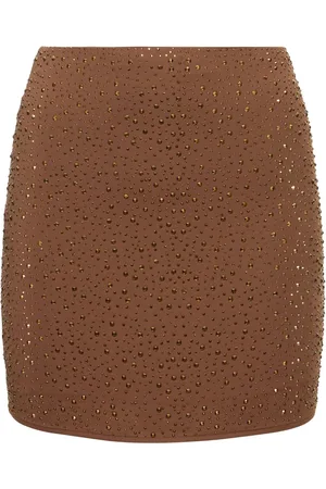 Leslie Amon Embellished Stretch Tech Mini Skirt