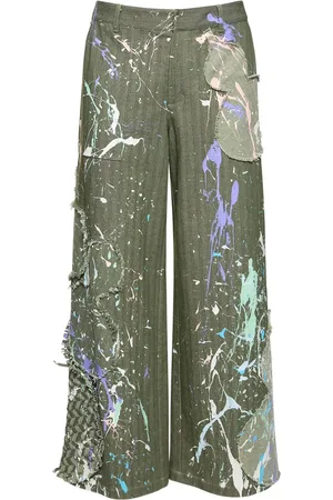 MITHRIDATE Graffiti Patchwork Wide Leg Jeans