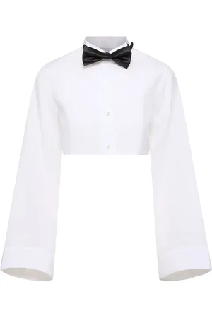 NOIR KEI NINOMIYA Cotton Broad Crop Shirt W/satin Bowtie
