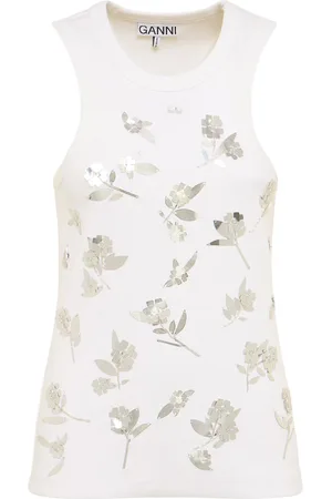 Ganni Embellished Rib Jersey Tank Top