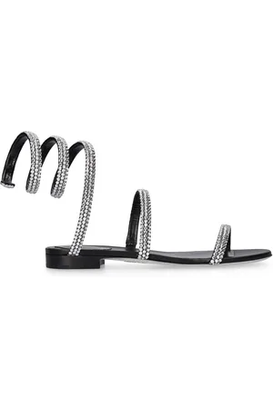 RENE CAOVILLA 10mm Satin & Crystal Flat Sandals