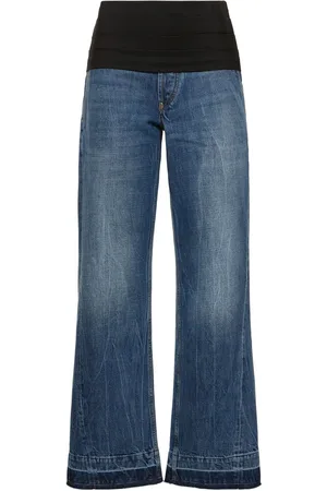 Stella McCartney Mid Rise Denim & Fabric Wide Jeans