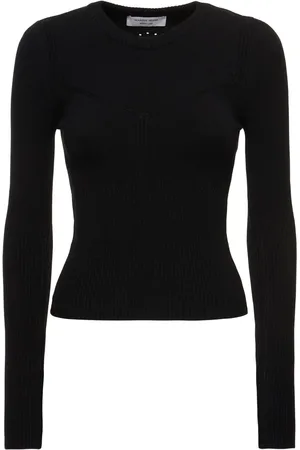 Marine Serre Ribbed Knit Crewneck L/s Top