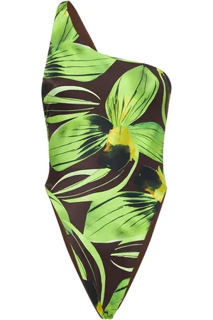 Louisa Ballou Plunge Printed Onepiece Swimsuit