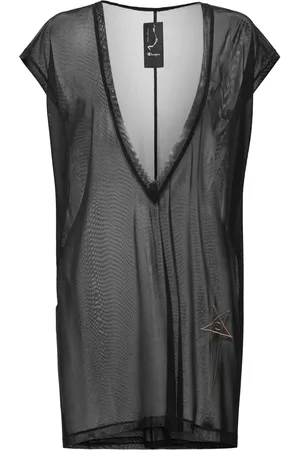 Rick Owens Champion Micromesh V-neck Long Top
