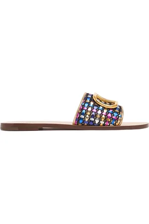 VALENTINO GARAVANI 5mm Vlogo Cotton Flat Sandals