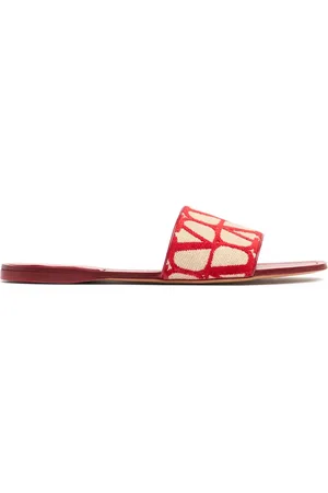 VALENTINO GARAVANI 5mm Iconographie Leather & Canvas Flats