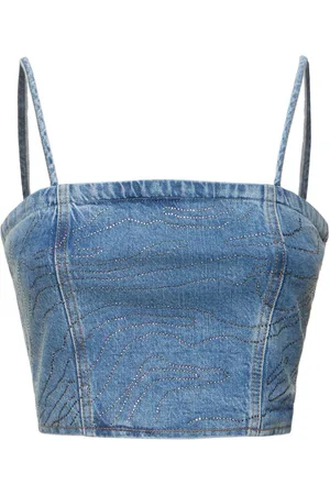 ROTATE Emili Embellished Denim Top