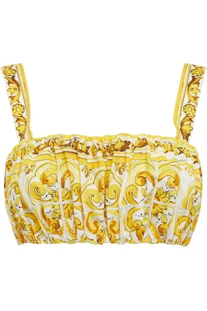 Dolce & Gabbana Maiolica Printed Elastic Cropped Top