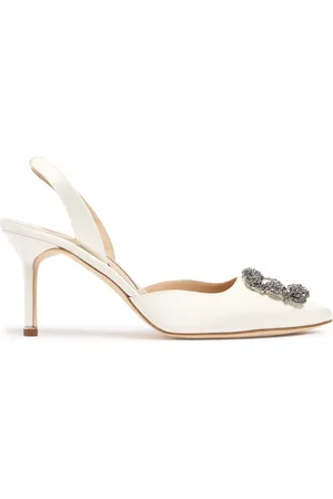 Manolo Blahnik 70mm Hangisi Satin Slingback Pumps