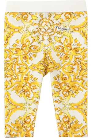 Dolce & Gabbana Maiolica Print Cotton Jersey Leggings