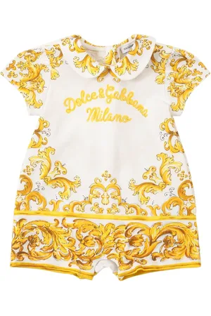 Dolce & Gabbana Maiolica Print Cotton Jersey Romper