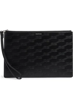 Balenciaga Embossed Leather Pouch W/ Wrist Strap