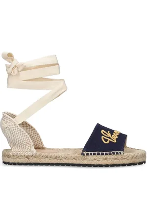 VERSACE Logo Embroidered Espadrille Sandals