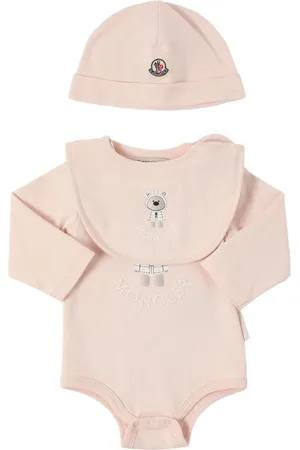 Moncler Teddy Bear Cotton Romper, Hat & Bib