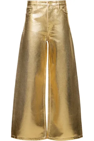 Ganni Foil Cotton Denim Wide Jeans