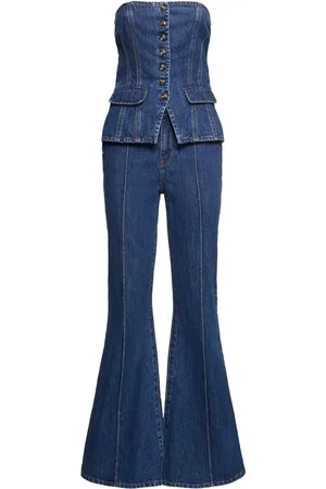 Self-Portrait Denim Bandeau Jumpsuit