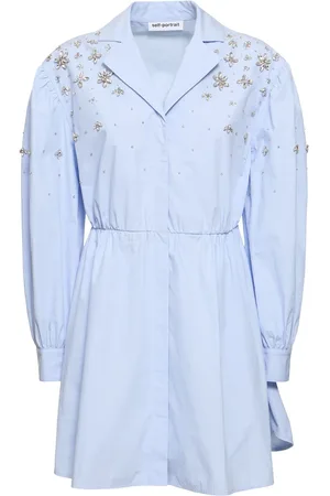 Self-Portrait Embellished Cotton Mini Dress