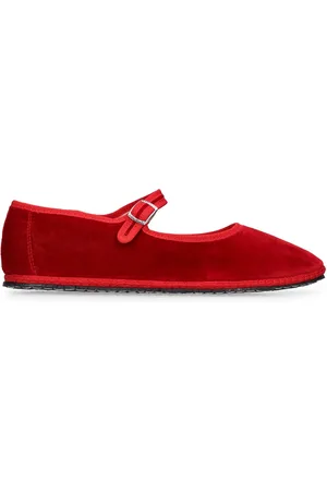 VIBI VENEZIA 10mm Mary Jane Rosso Velvet Slippers