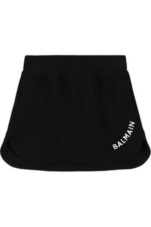 Balmain Printed Logo Cotton Sweat Skirt