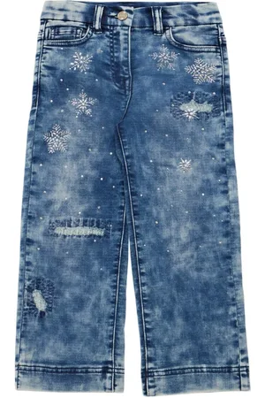 MONNALISA Embellished Cotton Jeans