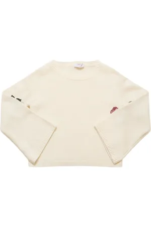 MONNALISA Embroidered Wool Blend Knit Sweater