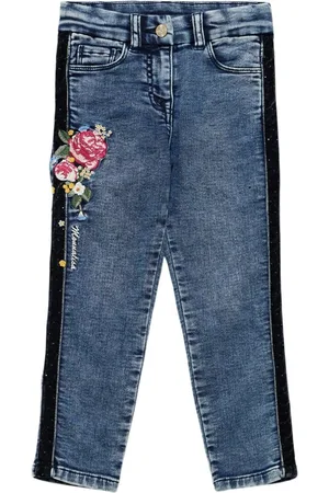 MONNALISA Embroidered Cotton Blend Jeans